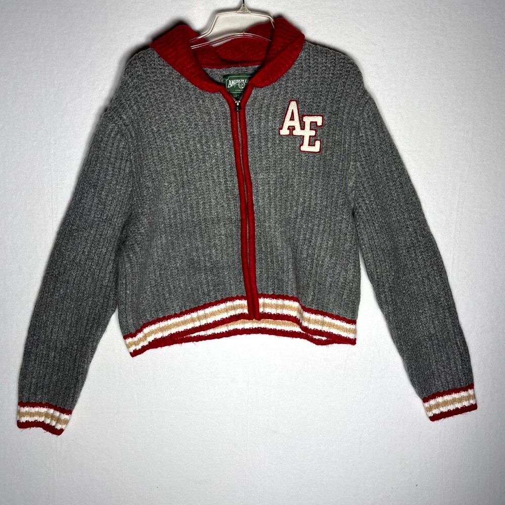 NWT AE American Eagle Outfitters Women's Size M Varsity Knit Jacket Sweater